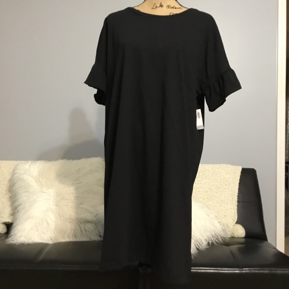 Old Navy Black Ruffle Sleeve Tee Dress